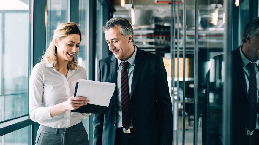 An agent and client view information during a meeting